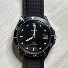 Vintage Timex Red Dot Mens Watch 40mm Black Dial Diver Date Manual Wind