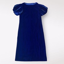 Victor Costa Vintage 80s Blue Velvet Puff Snow White Sleeves Dress Party Size 2