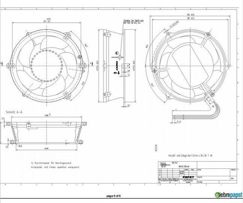 Ebmpapst DV6224/2 Axial Fan 24VDC 37W 172*172*51MM 3-wire Inverter Cooling Fan - Picture 7 of 7