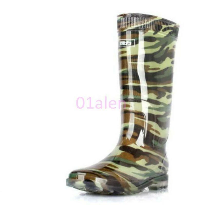 Men's Knee High Rubber Galoshes Wellies Wellington Boot Waterproof Rain Boots Sz - Image 2 of 4