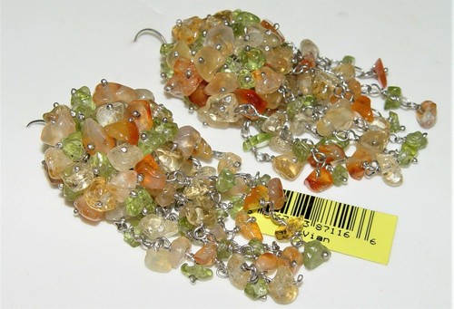 Le Vian Silver Chandelier Earrings 106.00CT Peridot/Agate 80MM - Picture 3 of 9