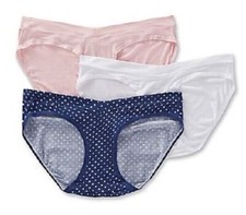 Playtex Maternity Panties, V-Front Hipster, 3 Pack, Navy White Peach, Size XL