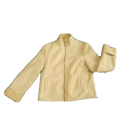 Next Jacke Wildlederimitat creme Mantel kurz Sherpa Style Futter UK 12 EUR 40