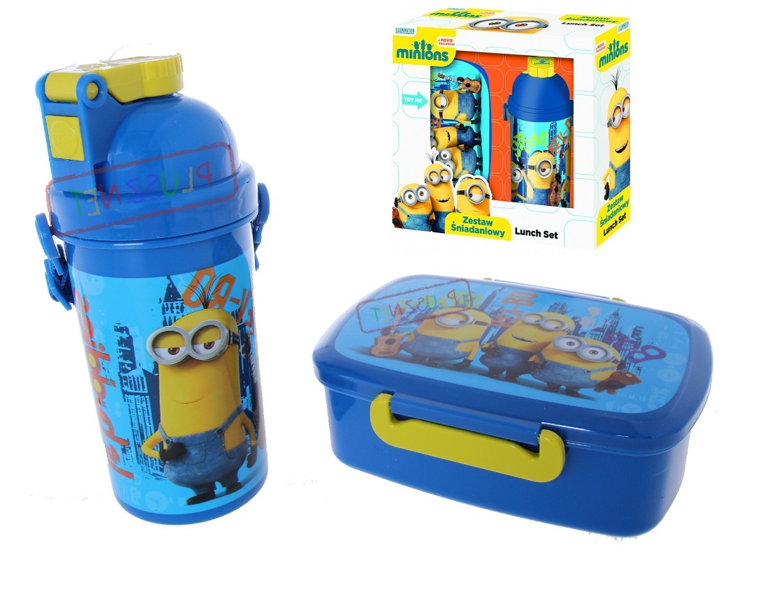 Lunch Box Termico Minions Con Borraccia - Set Porta Pranzo Per Bambini, Design Divertente