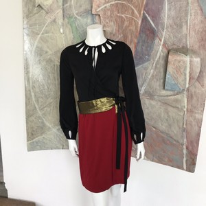 red gold and black dress