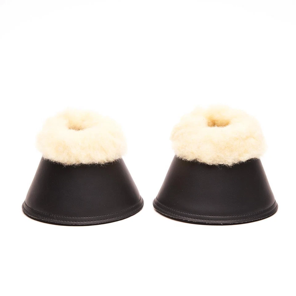 Horsecode Hufglocken black Basic XL Springglocken schwarz Warmblut mit Kunstfell - Bild 2 von 4