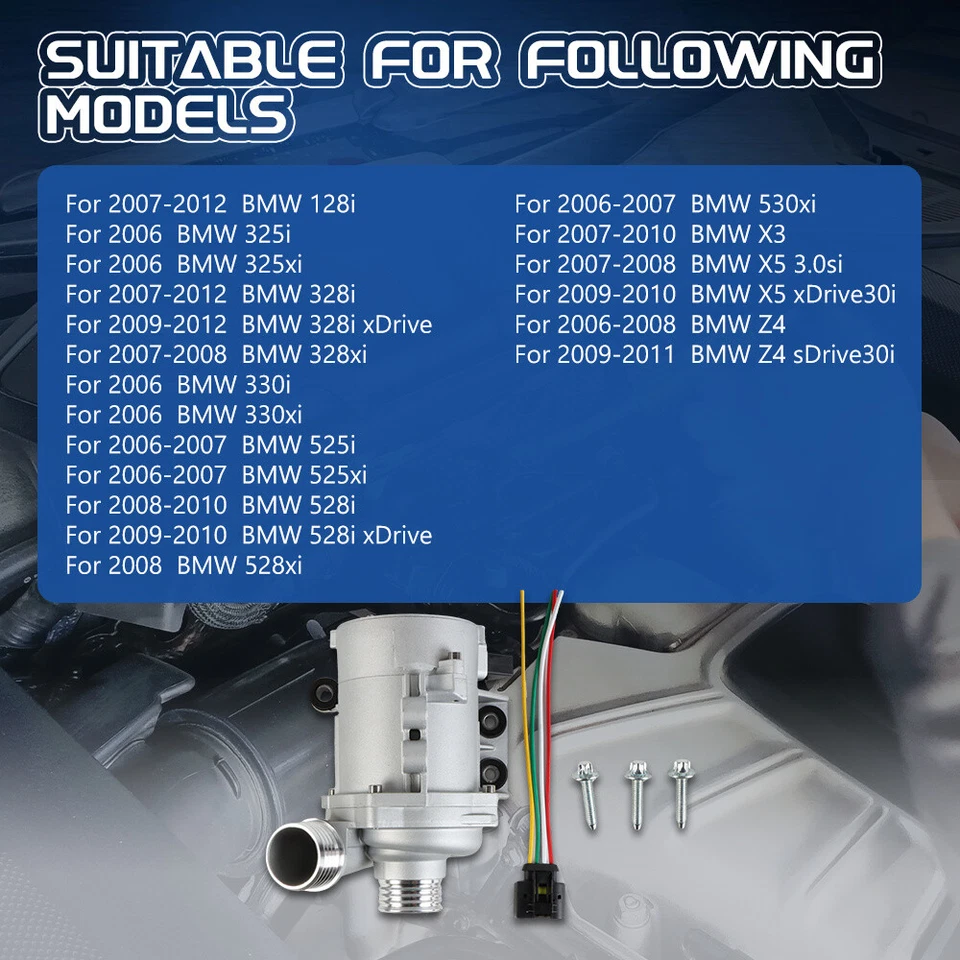 Electric Water Pump For 2006-2007 BMW 525xi 530xi 525i 2008-2010 BMW 528i Foto 3 de 4