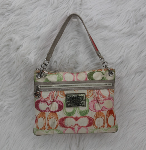 Y2K Coach Poppy satchel hobo Handbag #17049 Pink Orange Green Crossbody vintage - Picture 3 of 21