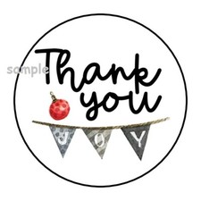 30 THANK YOU CHRISTMAS ENVELOPE SEALS LABELS STICKERS 1.5" ROUND GIFTS JOY