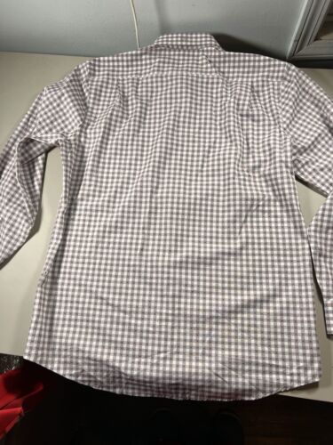 Colección Por Michael Strahan Para Hombres Camisa Oxford Cuadros Borgoña Talla 16.5 36-37 - Imagen 4 de 7