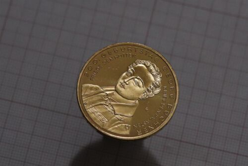 🧭 🇩🇪 GERMANY 10 EURO 2013 BÜCHNER GOLD PLATED B79 #Z8623