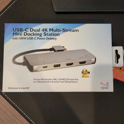 OPEN BOX SMK-Link USB-C Dual 4K Multi-Stream Mini Docking Station 