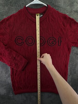 COOGI Basics Australia Sweater Red Pullover Large Spell Out Logo