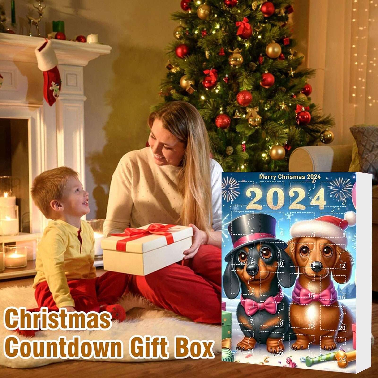 2D Christmas Countdown Hole Fun Christmas Box Gift 24pcs