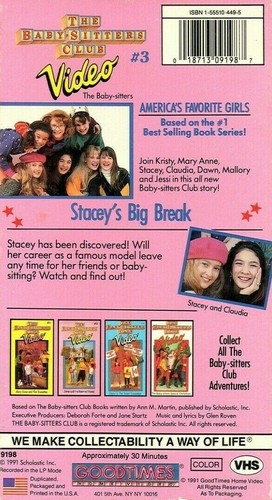 BABYSITTER'S CLUB STACEY'S BIG BREAK VHS Adventures 3 Stacy Claudia vtg 80s 90s - Imagen 2 de 3