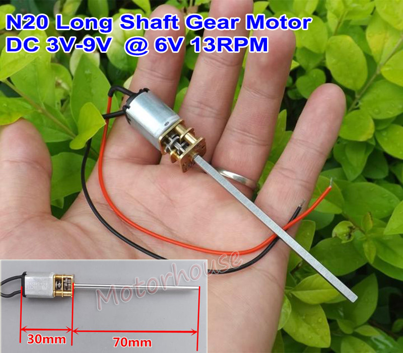 DC 3V6V 5V Slow Speed 66mm Long Shaft Mini Micro N20 Metal Gear