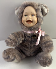 Cuddle Kids Porcelain Face Plush Kitty Cat Baby Doll No Tag - Great Shape