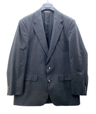 Vintage USA Made Brooks Brothers Blazer Mens 42L Gray Pinstriped Wool Sport Coat