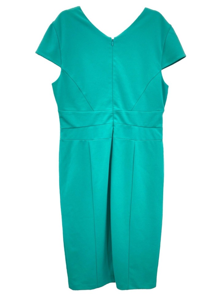 Donna Womens Cap Sleeve Turquoise Teal Sheath Dress Size 14