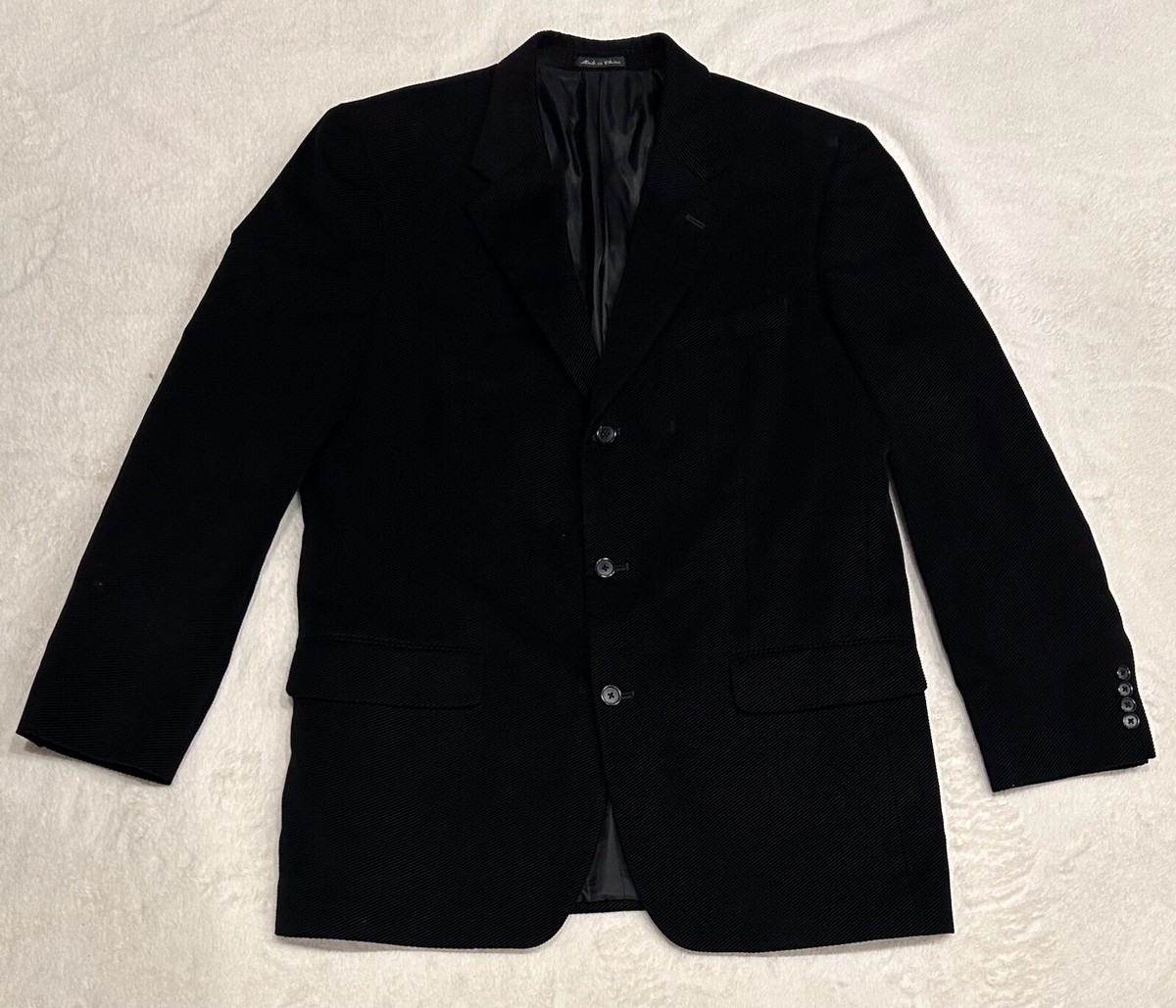 Alfani Men's Corduroy Sport Coat 44 Long Black Button Blazer Jacket 44L