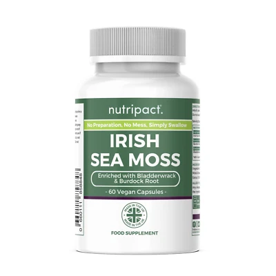 NUTRIPACT Irish Sea Moss Capsules with Bladderwrack & Burdock Root High Strength UK Vegan