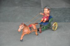 Vintage Fine Iron  Celluloid Horse Cart Rider Toy, Japan