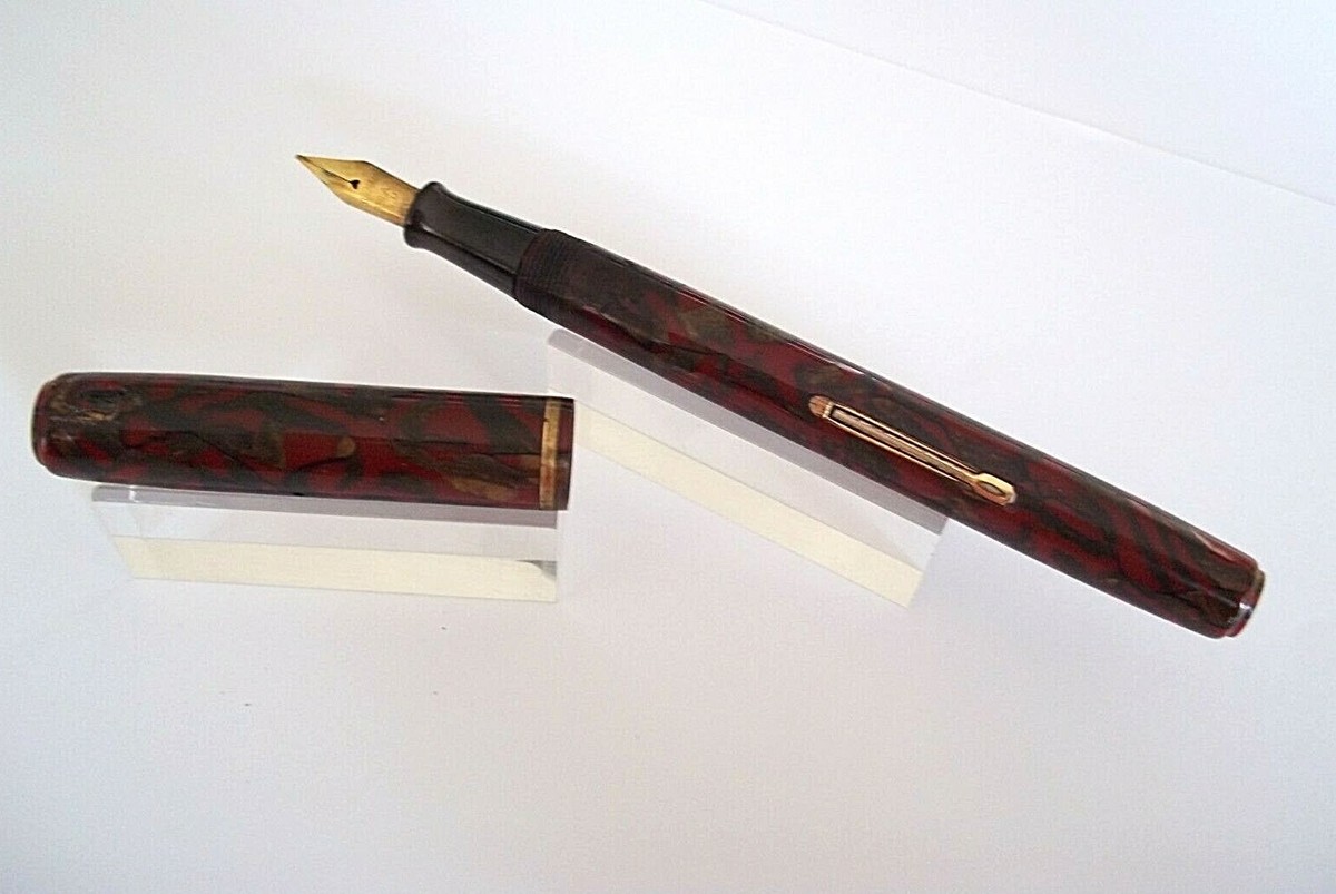 Porte-mines Vintage Waterman 92 En Celluloïde Rouge Et Or - État Exceptionnel Et Fonctionnel