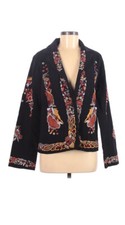 Anthropologie Maeve Black Button Embroidered Unique Jacket Size