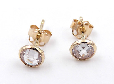 Damen Ohrringe Punto Luce Gelbgold 14 KT mit Zirkon Weiß für Kind