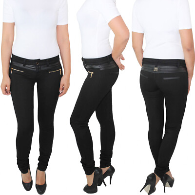 SOTALA Damen Leggings Jeggings Treggings Stretch Hüft Skinny Röhren Hose Schwarz