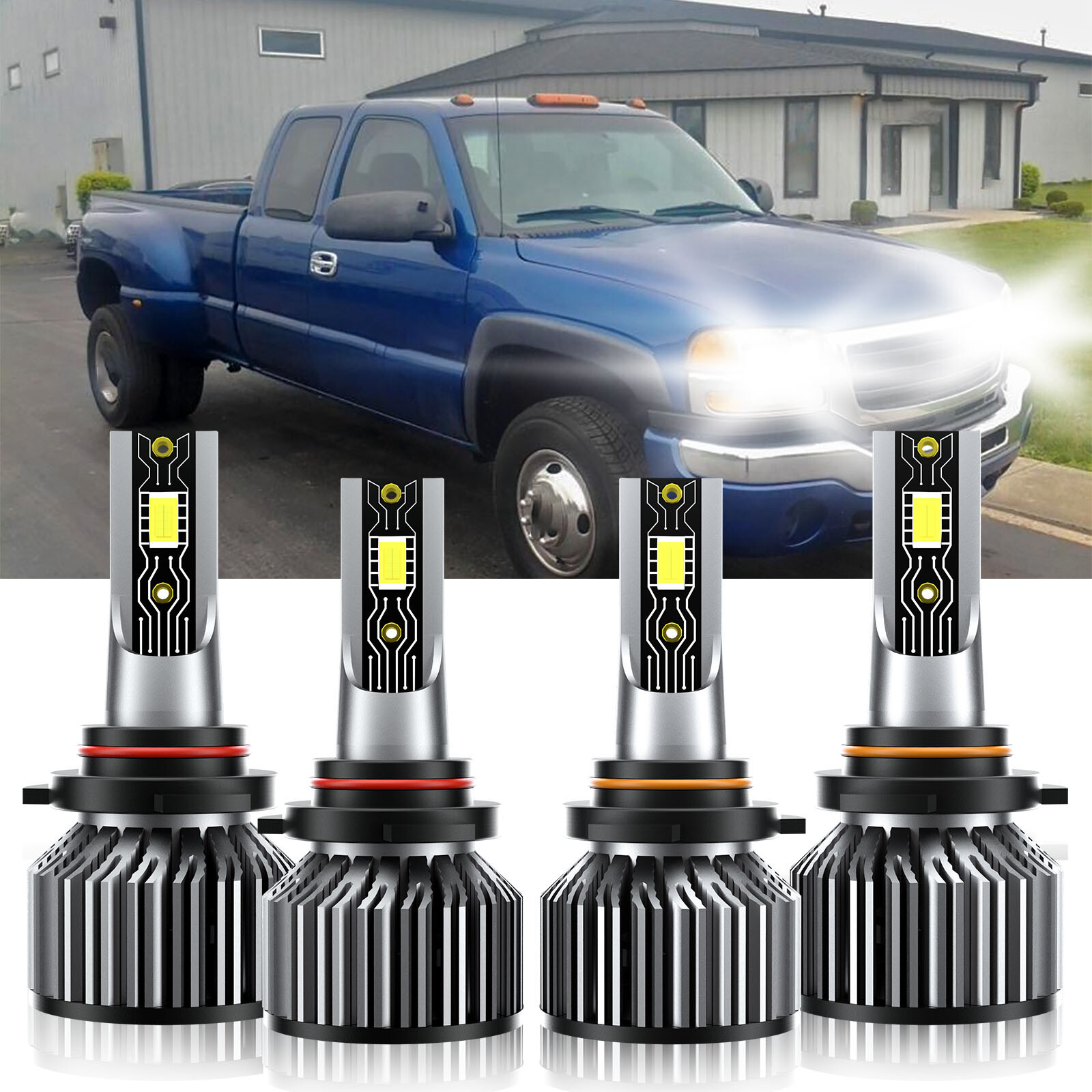 9005+9006 LED Headlight CSP Bulb Kit High&Low Beam For GMC C3500HD 2001-2002