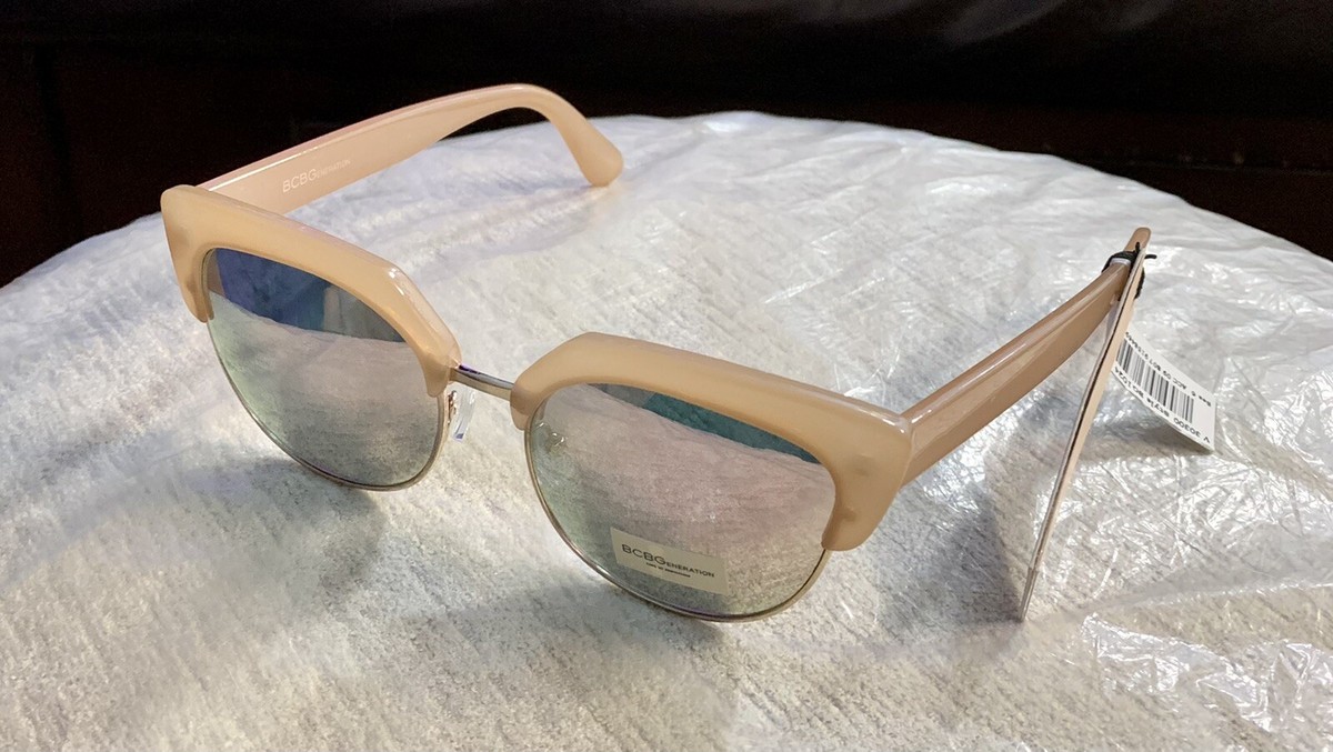 BCBG Sunglasses BCBGeneration Cat Eye Sunglasses Tan Crystal Frame Blush  main image 3