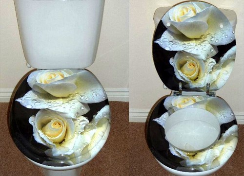 Designer Novelty Printed MDF Toilet Seat White Rose & Dolphin Designs - 第 2/9 張圖片