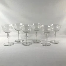 Libbey Rock Sharp Spode Footed Sherbet Champagne Glasses - Vintage Set of 6 