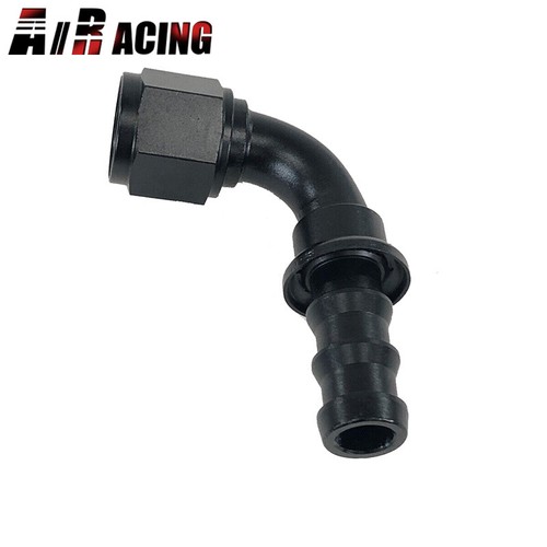 Universal AN10 AN-10 90 Degree Push On/ Push Lock Hose End Fitting Adapter Black - Foto 2 di 6