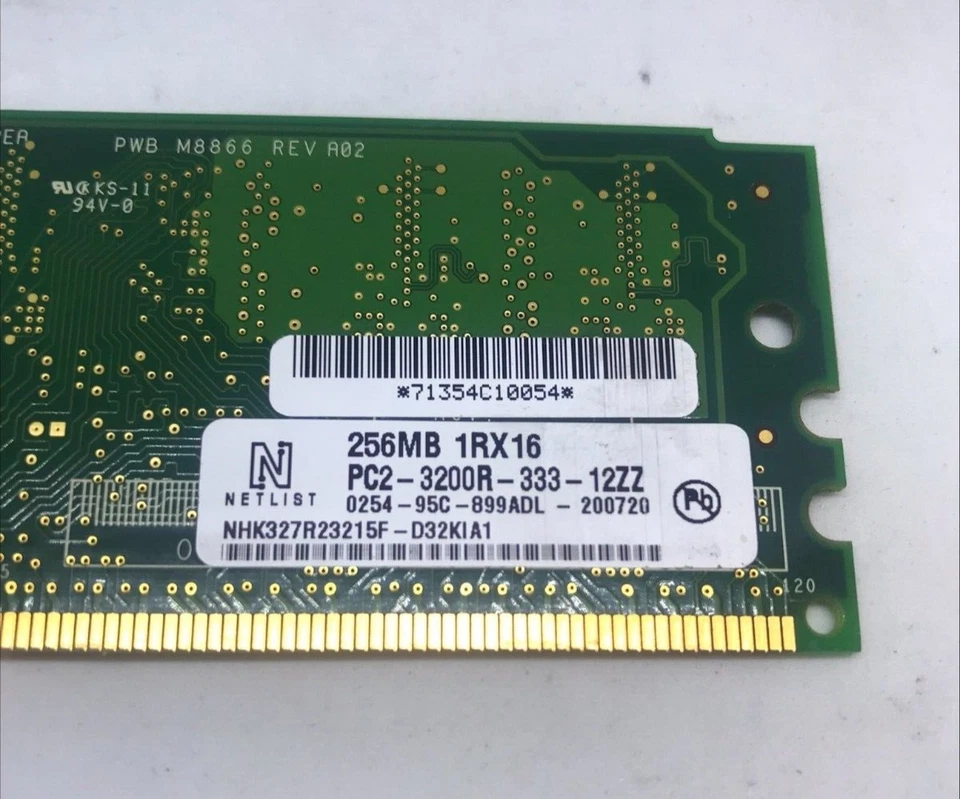 DELL - NETLIST - NHK327R23215F 256MB 1RX16 PC2-3200R-333-12ZZ - Image 2 of 3