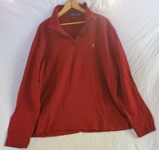POLO Ralph Lauren Men  s Red XL Estate rib 100 cotton 1/4 Zip Pullover Sweater.