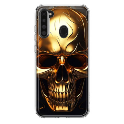Mundaze Case for Samsung Galaxy A21 Cover Gold Metal Skull
