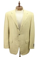 Sartoria Partenopea Tan Windowpane Check Wool Silk Linen Sport Coat EU 48 Italy