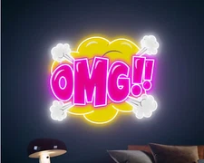 omg cartoon slogan pop art bar custom made neon sign uv printing graphics