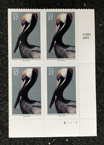 USA2003 #3774 37c Pelican Island Wildlife Refuge - Plate Block of 4 Mint NH - Picture 2 of 4