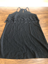 Peppermint Womans Shift Dress Black Lace Detail Made in USA Size M