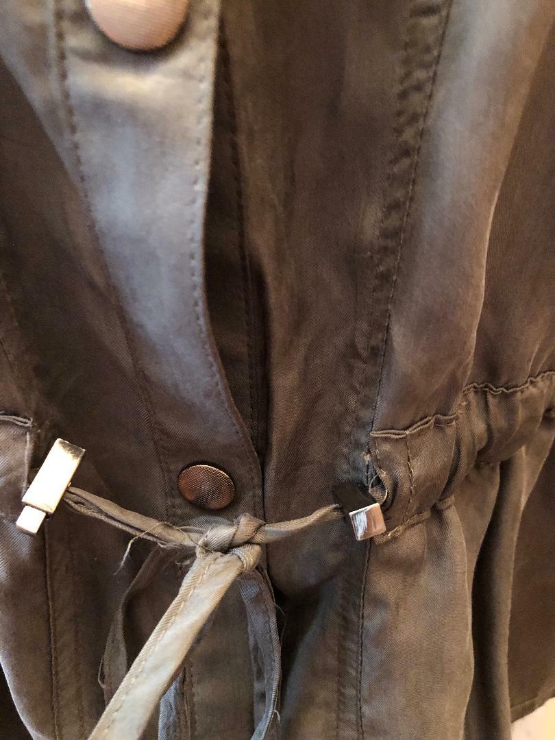 Cache Front Snap Closure Drawstring Olive Vest Po… - image 4