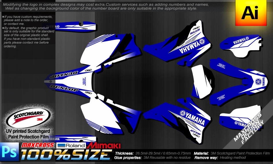 YAMAHA WR250F WR450F YZ250F YZ450F 2006 2007 2008 2009 MAXCROSS GRAPHICS KIT ST2 - Image 2 of 2