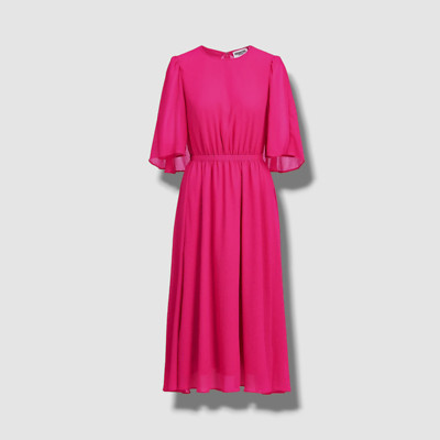 $340 Essentiel Antwerp Women's Pink Dazzers Cape MIDI Dress Size 38