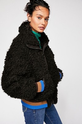 $228 Black Camel Teddy Coat Bomber | eBay