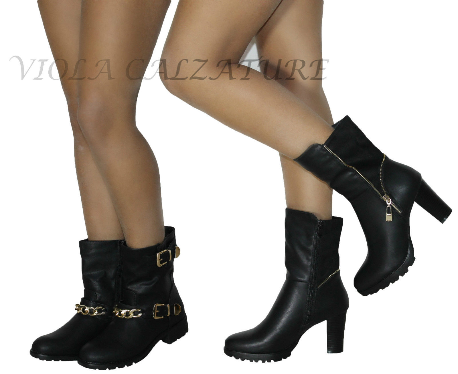 Botas Biker Elegantes Para Mujer Con Cadena Y Correa Talla 38 39 40