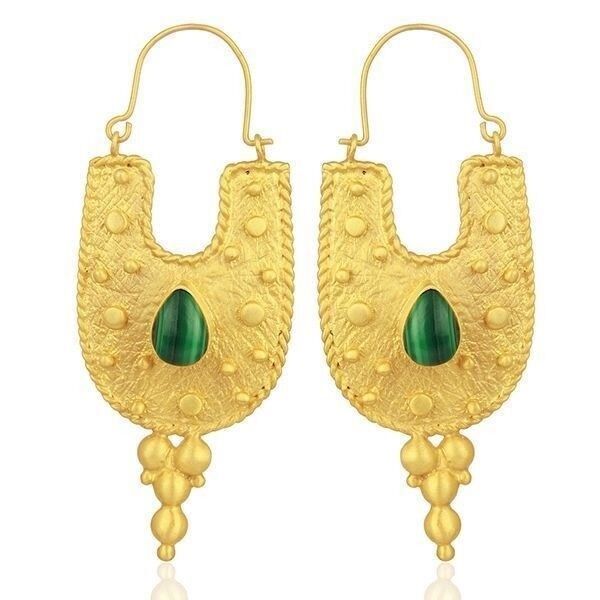 Traditional Wedding Gold Plated 925 Silver Malachite Dangle Earrings Jewelry Wyprzedaż, popularna WYPRZEDAŻ