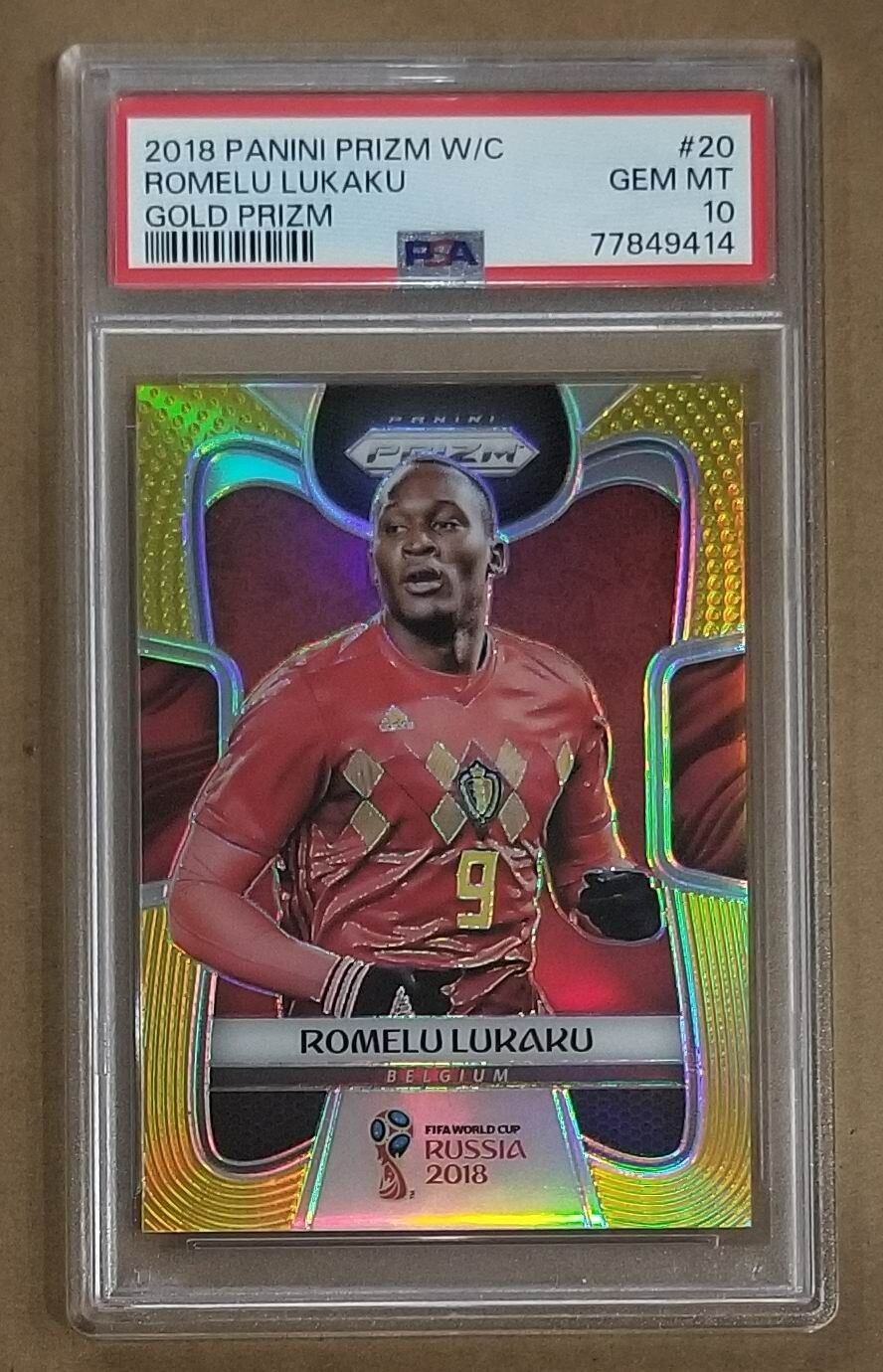 2018 Prizm World Cup #20 Gold 03/10 Romelu Lukaku PSA 10