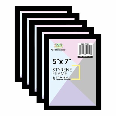 [5er Set] Schwarz 5''x7'' Styrol Bilderrahmen Poster Portrait Bild Wandhalterung